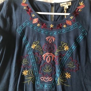 Embroidered Blue Shift Dress